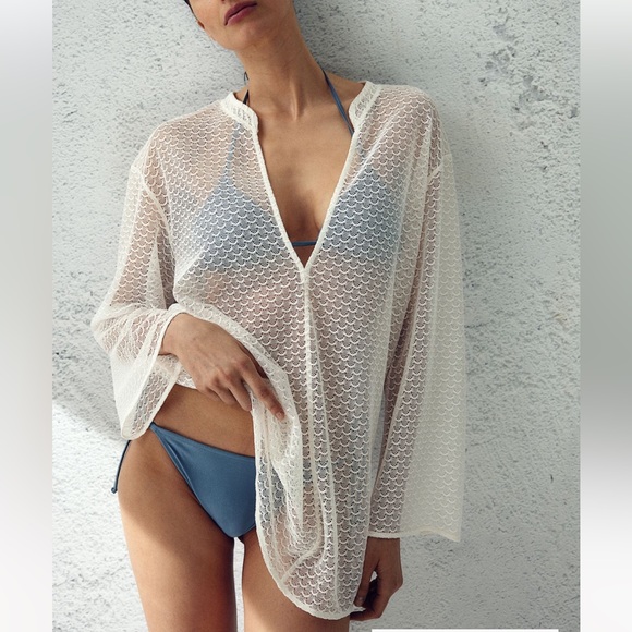 NWT H&M White Knit Beach Coverup - Picture 2 of 7